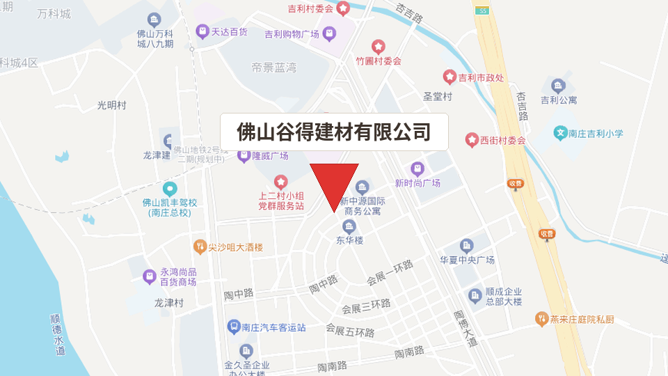 Map around the China factory in Foshan